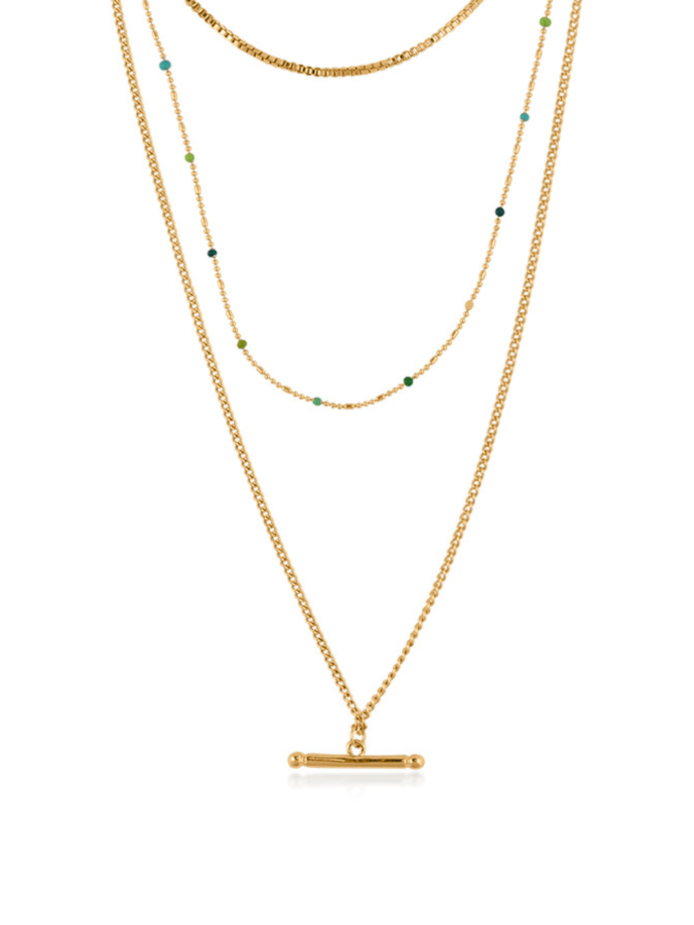 Gold/Blue Camille Long 3 Layered Necklace