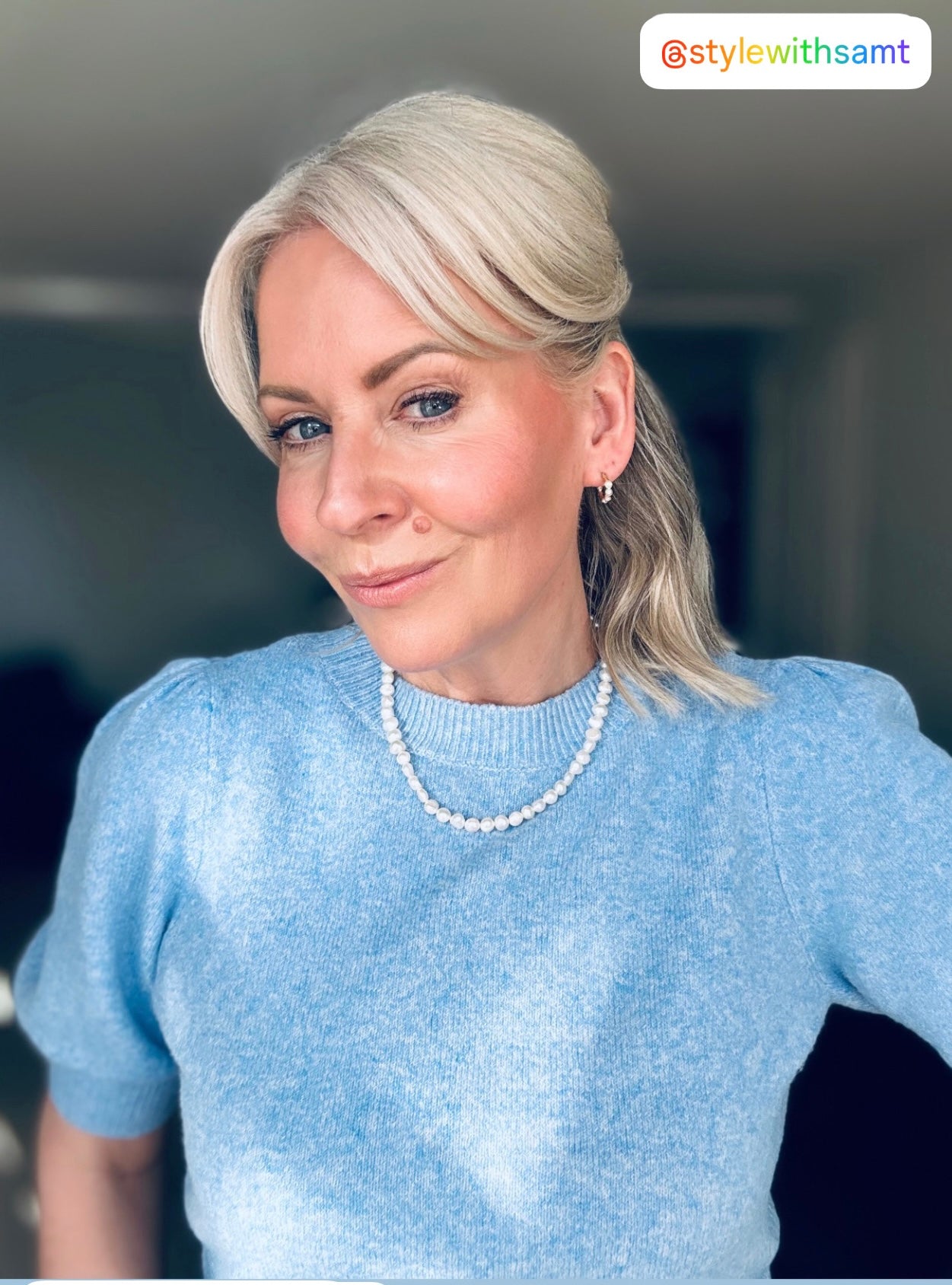 Powder Blue Puff 2/4 Sleeve Jumper