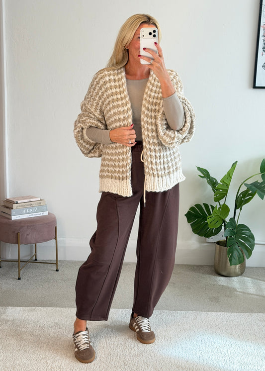 Beige/Cream Cosy Stripe Cardigan