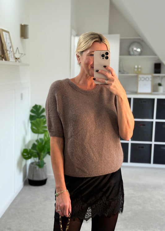 Mocha Fluffy S/S Jumper