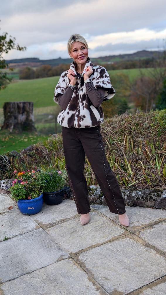 Cow Print Gilet