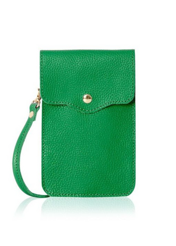 Green Phone Leather Cross Body Bag