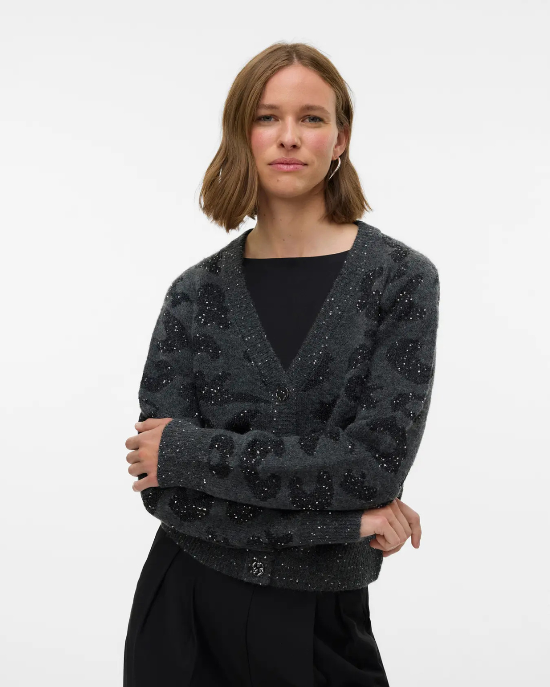 Dk Grey GSequin Animal Cardigan