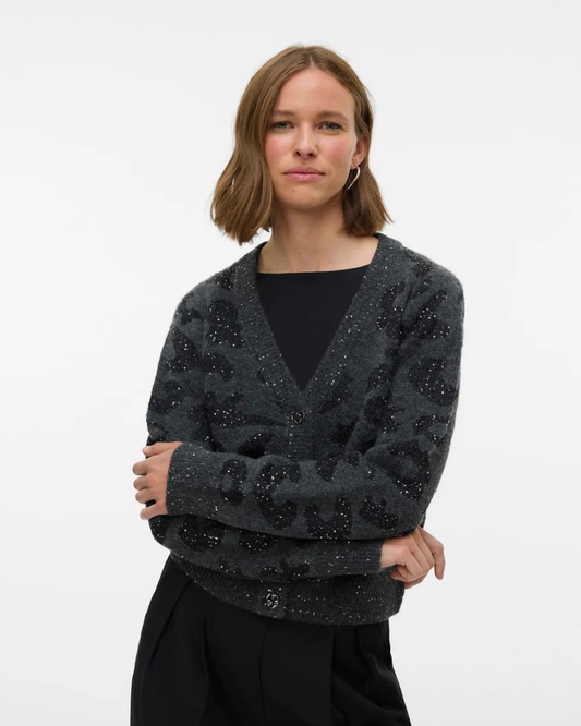 Dk Grey Sequin Animal Cardigan