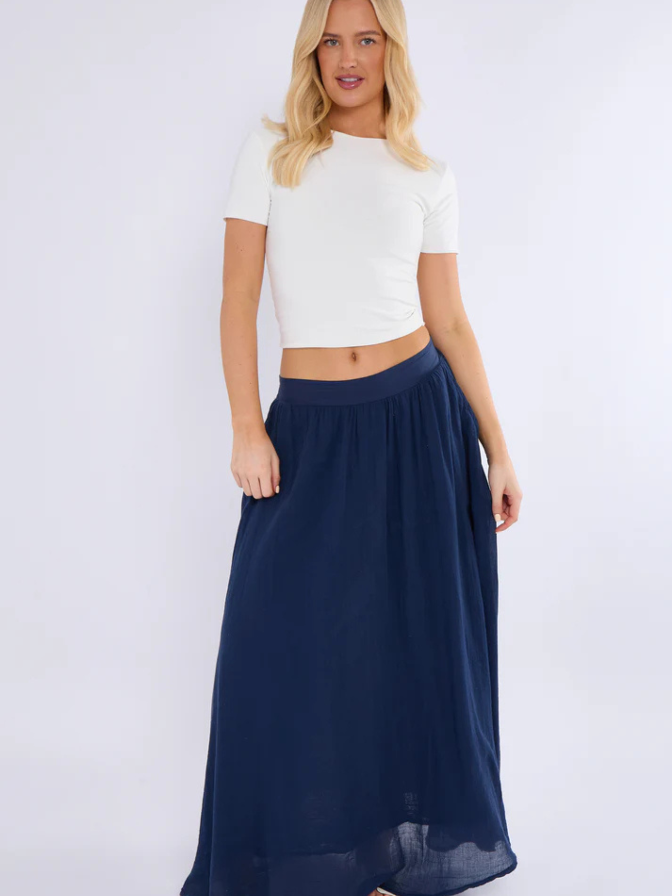 Pink Cotton Pocket Maxi Skirt