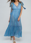 Blue Lima Metallic Stripe Beach Dress