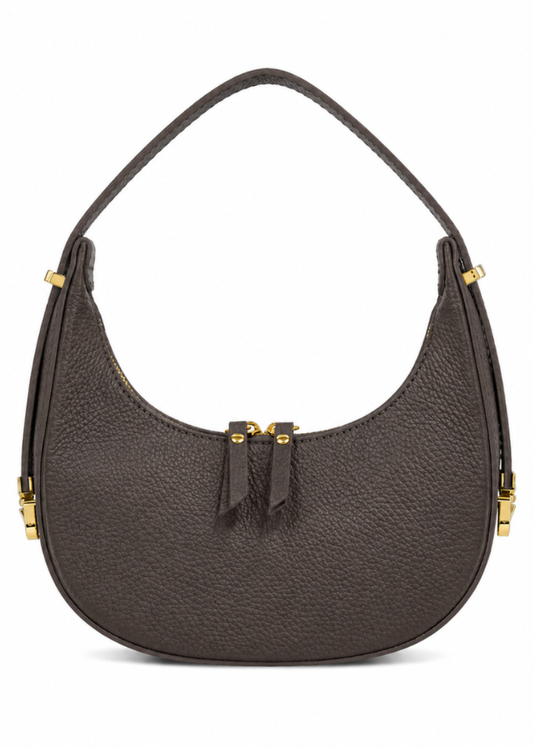 Burgundy Leather Small Round Shoulder Bag