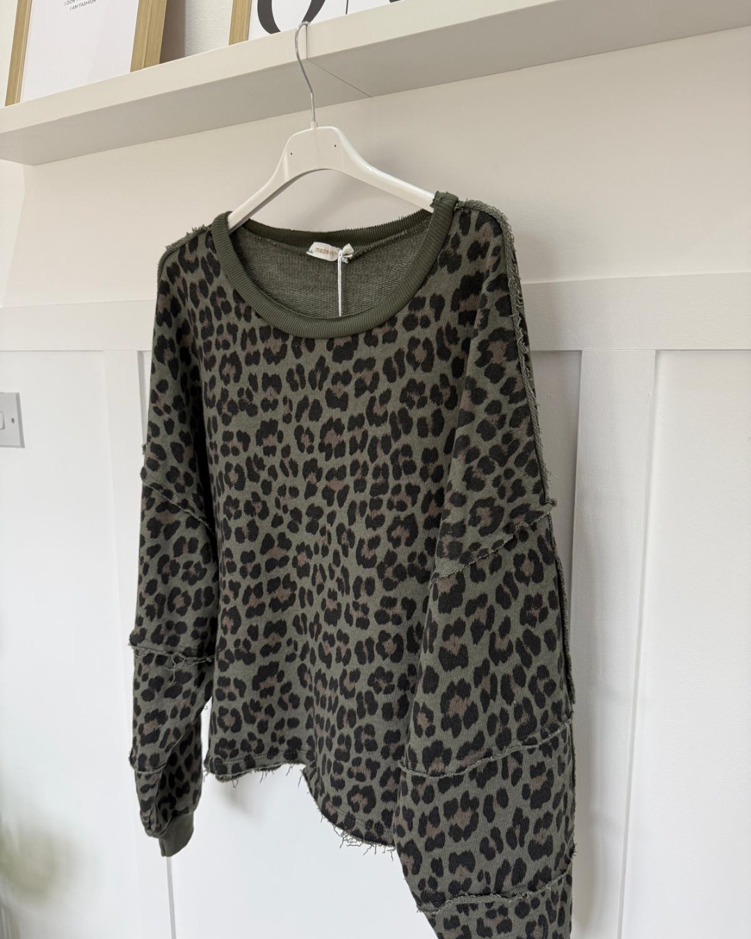 Khaki Leopard Oversized Sweatshirt