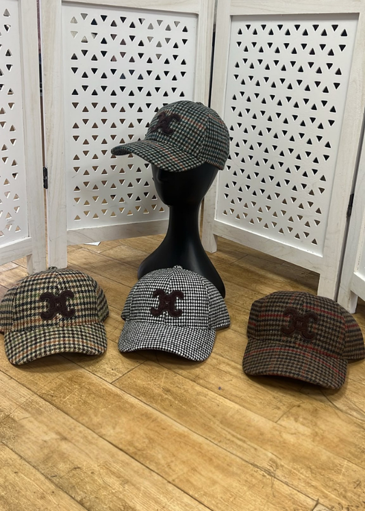 White Heritage Check Embroidered Baseball Cap