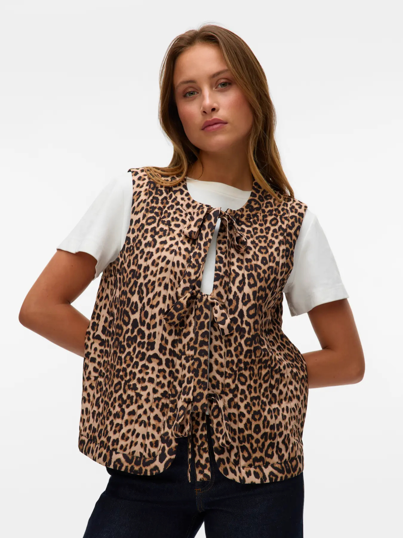 Leopard Lara Quilted Bow Tie Waistcoat
