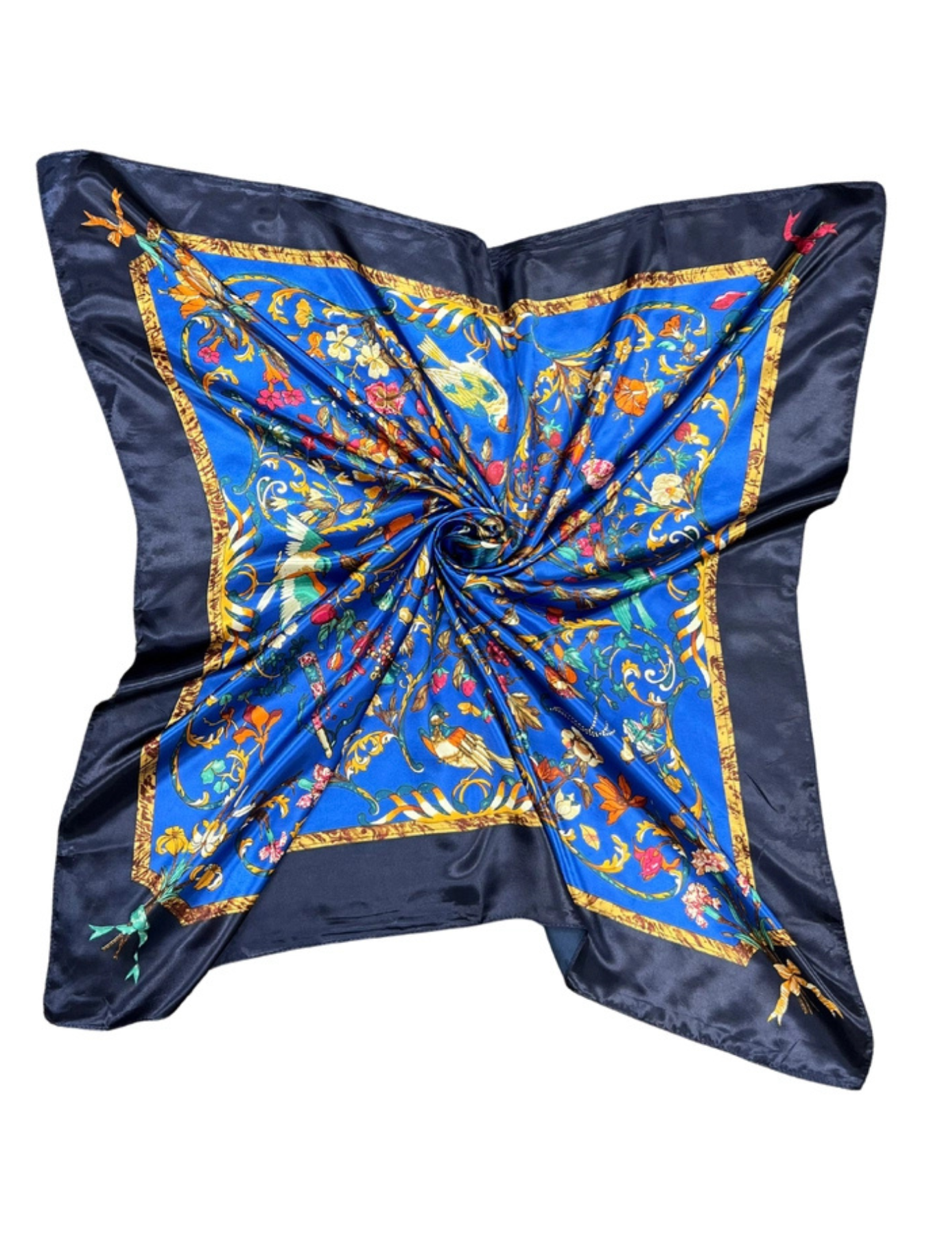 Blue Bird Pattern Silk Touch Square Scarf