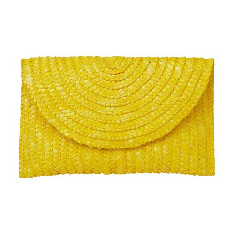 Yellow straw clutch bag