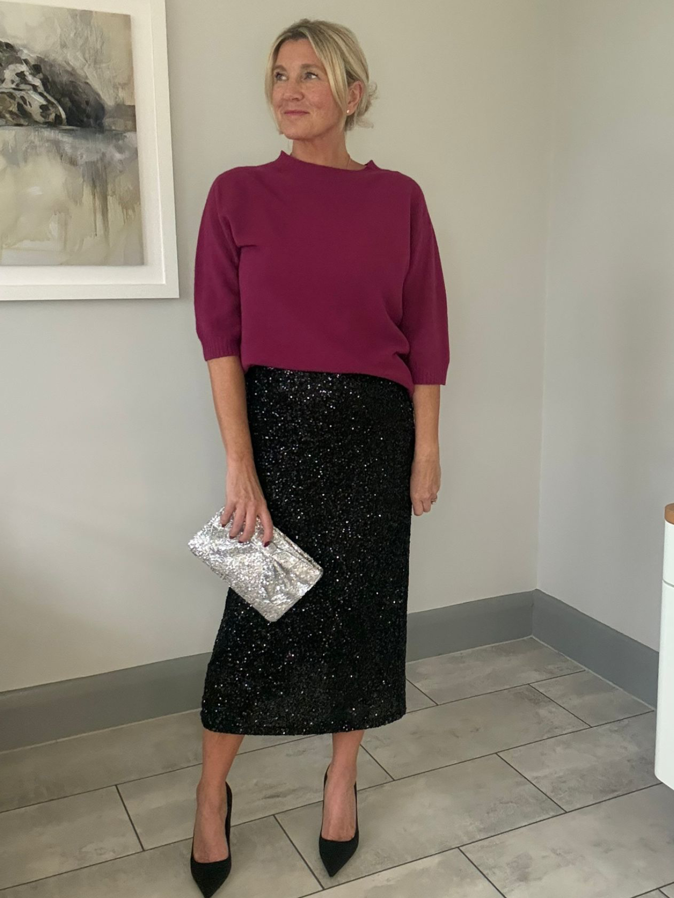 Gold Luxe Sequin Pencil Skirt