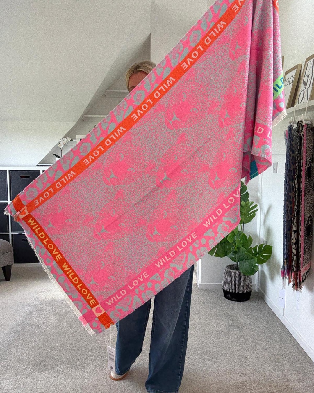 Blue "Wild Love" Oversized Scarf