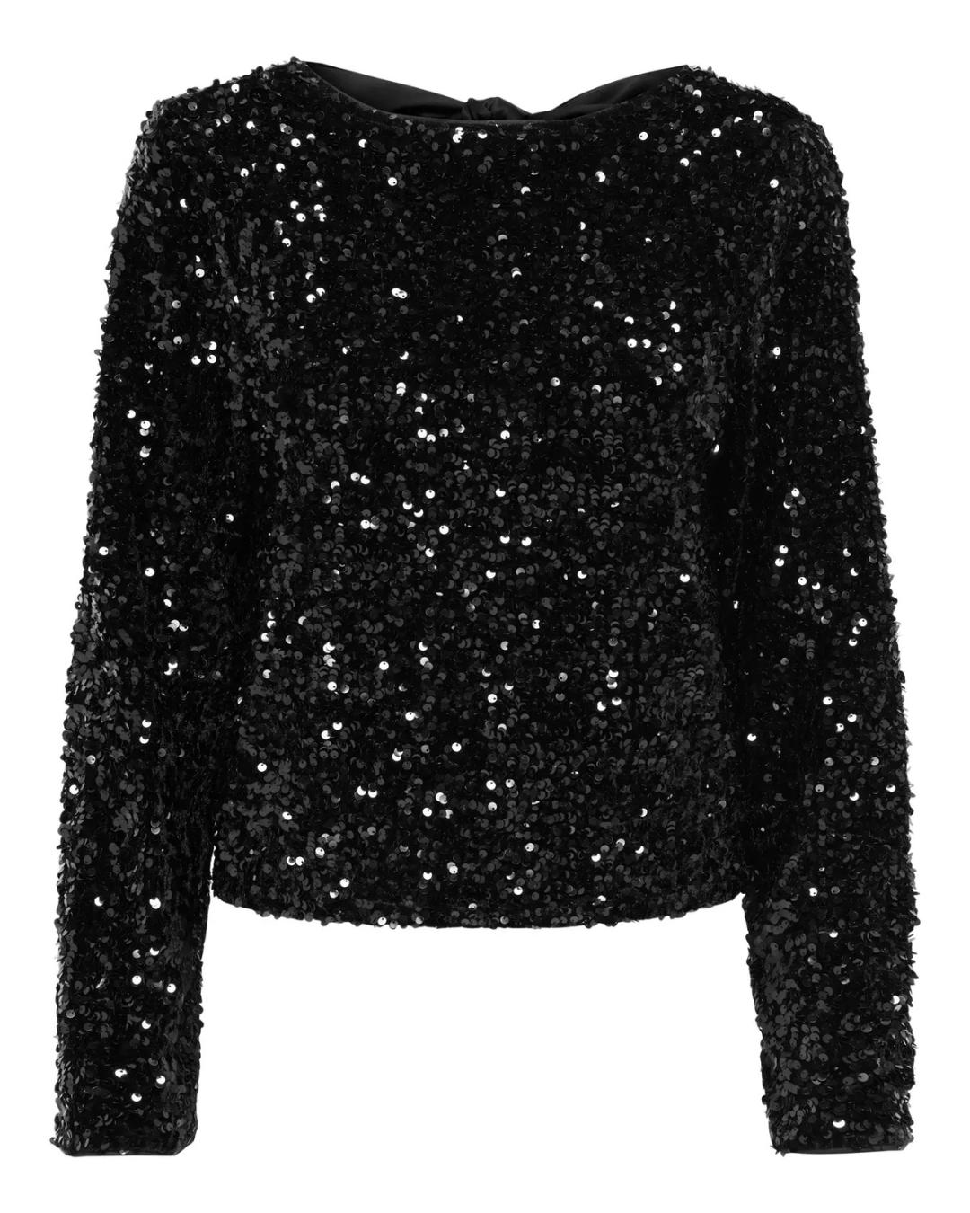 Chestnut Sequin Satin Bow Back Top