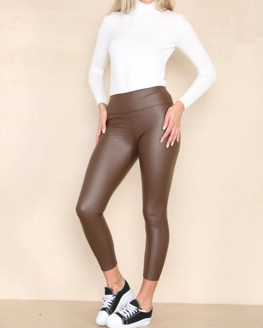 Pleather Leggings | Black & Brown