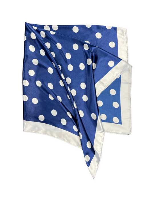 Navy/White Polka Dot Silk Touch Square Scarf