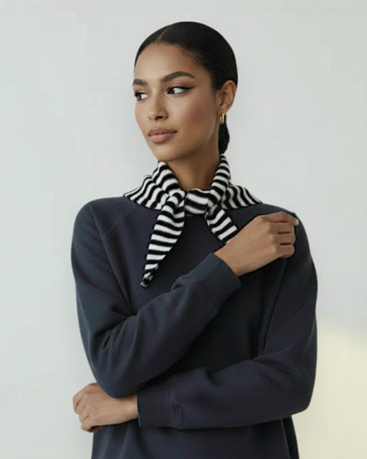 Black/Cream Striped Triangle Neck Scarf