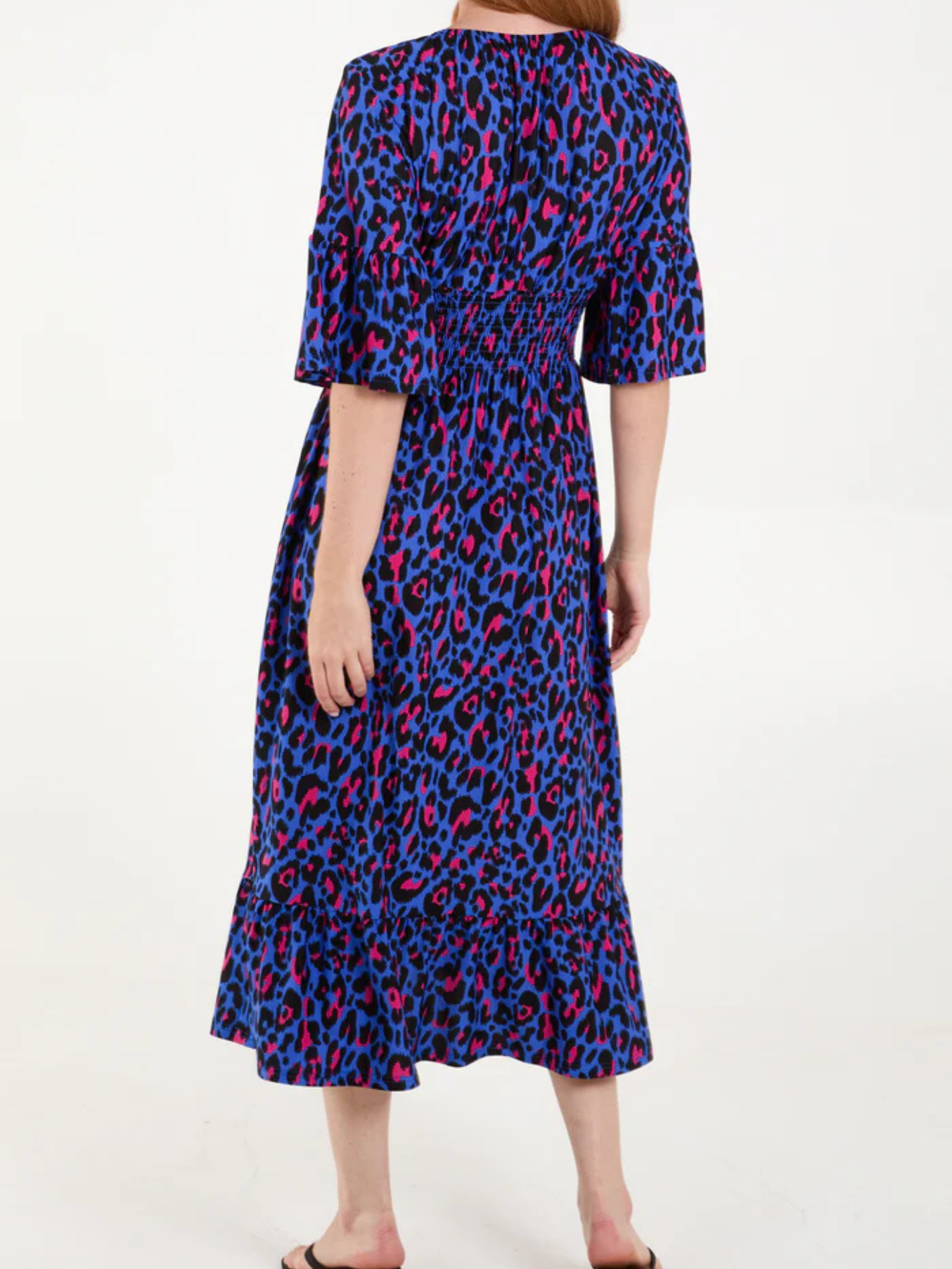 Classic Leopard Shirred Waist Dress