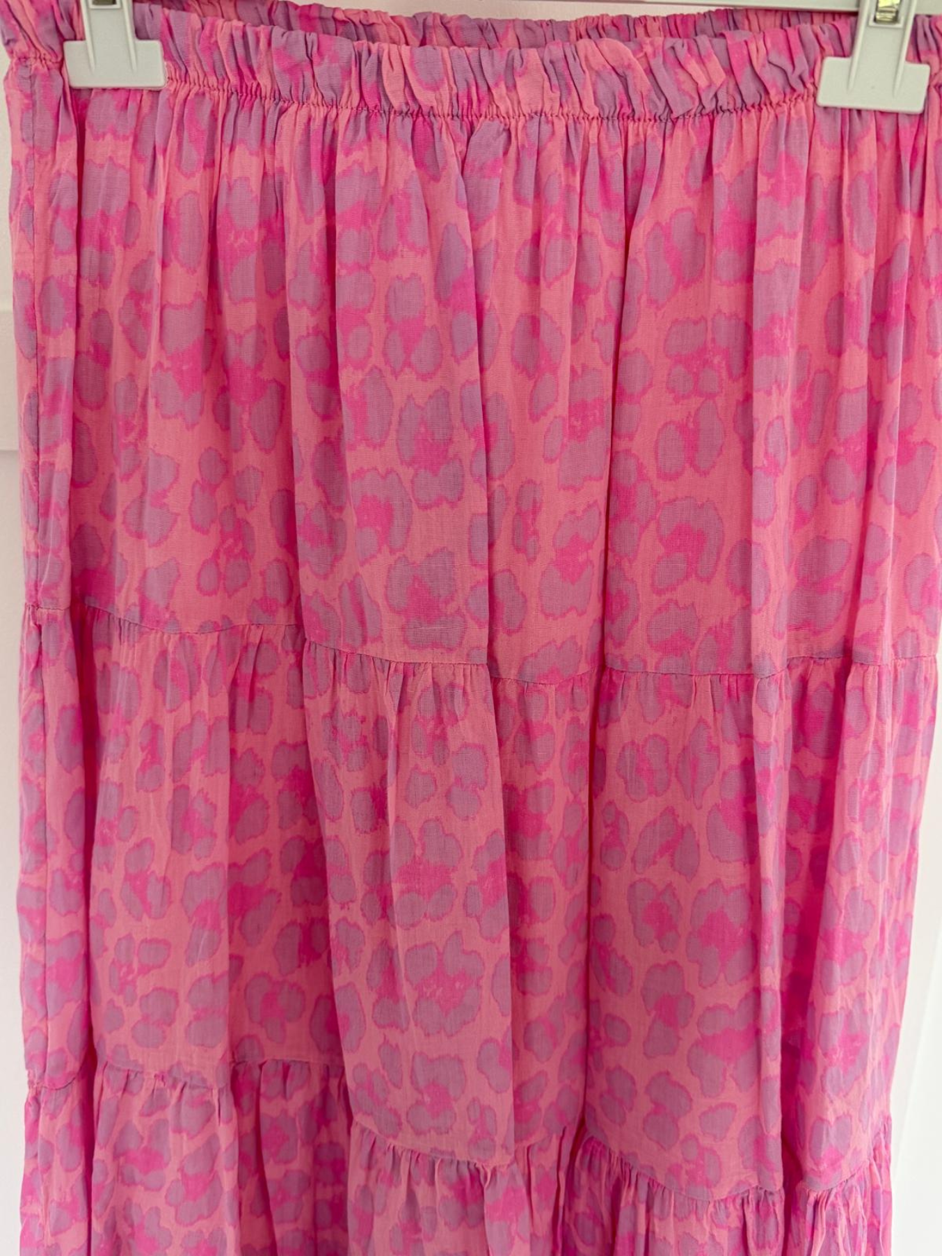 Pink/Lilac Leopard Tiered Cotton Skirt