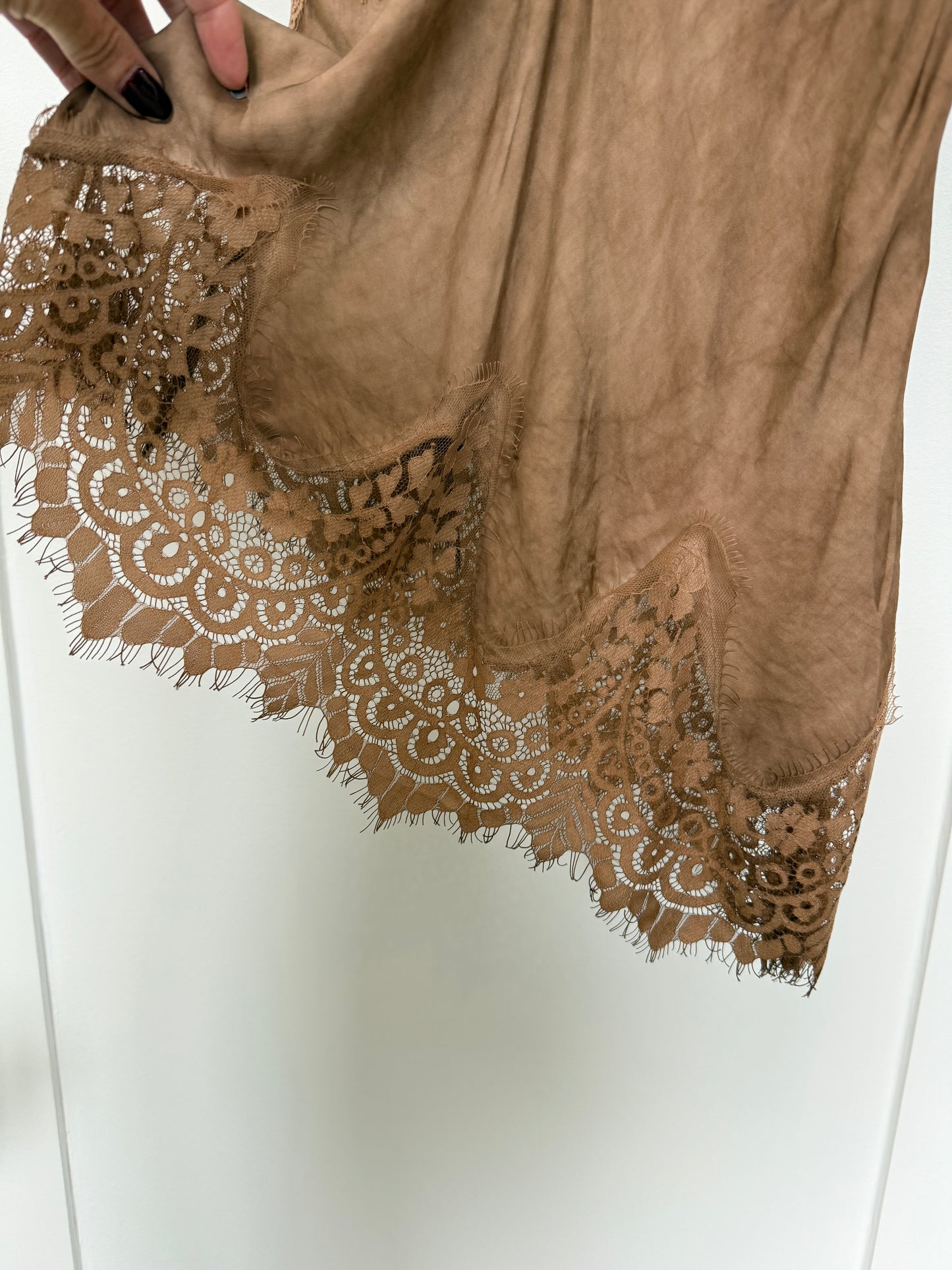 Black Satin Lace Detail Cami Top