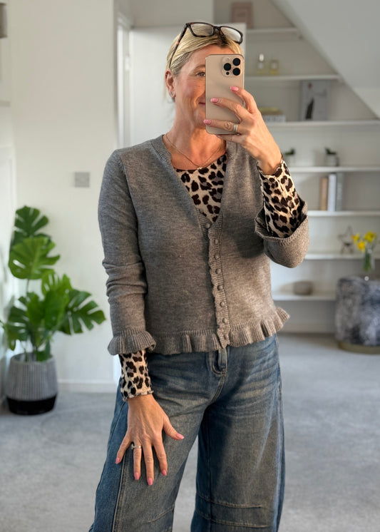 Pink Leopard Cashmere Blend Layering Top