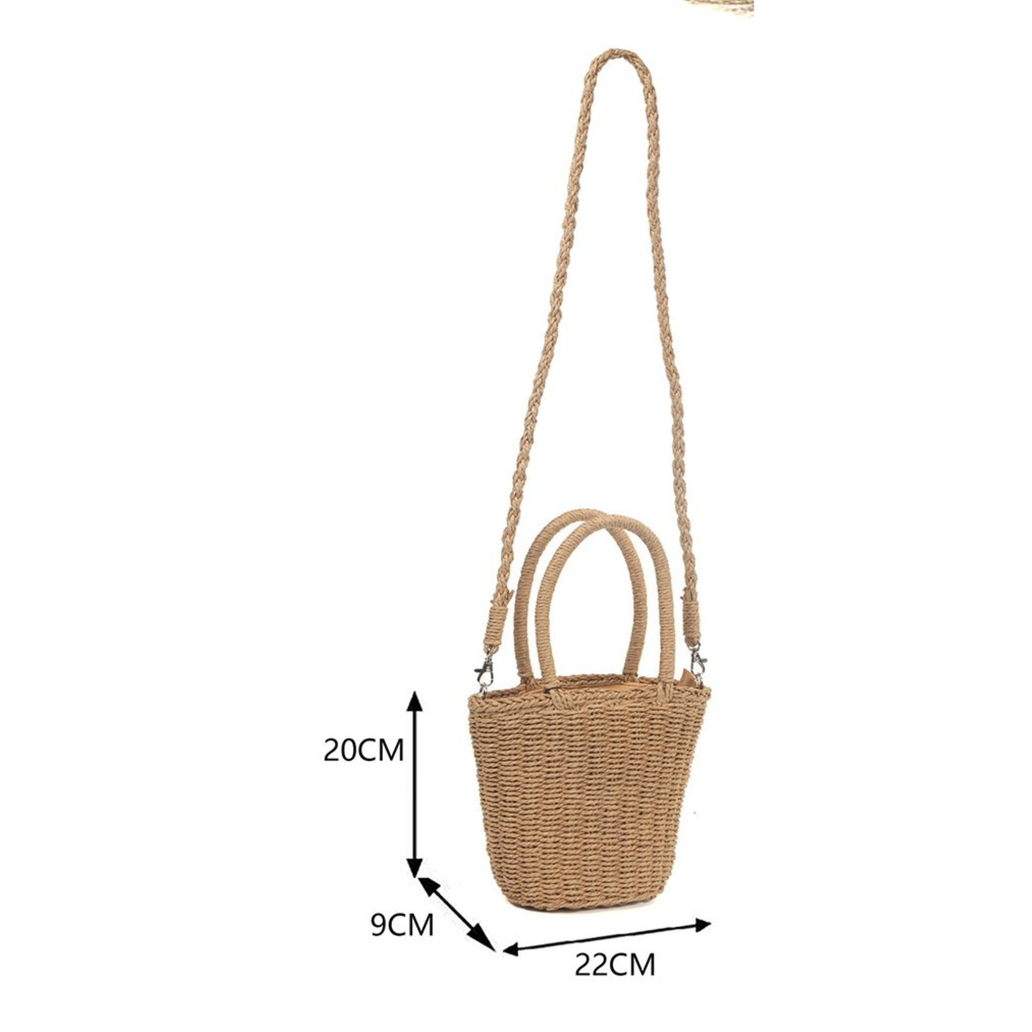 Beige Small Straw Basket Bag