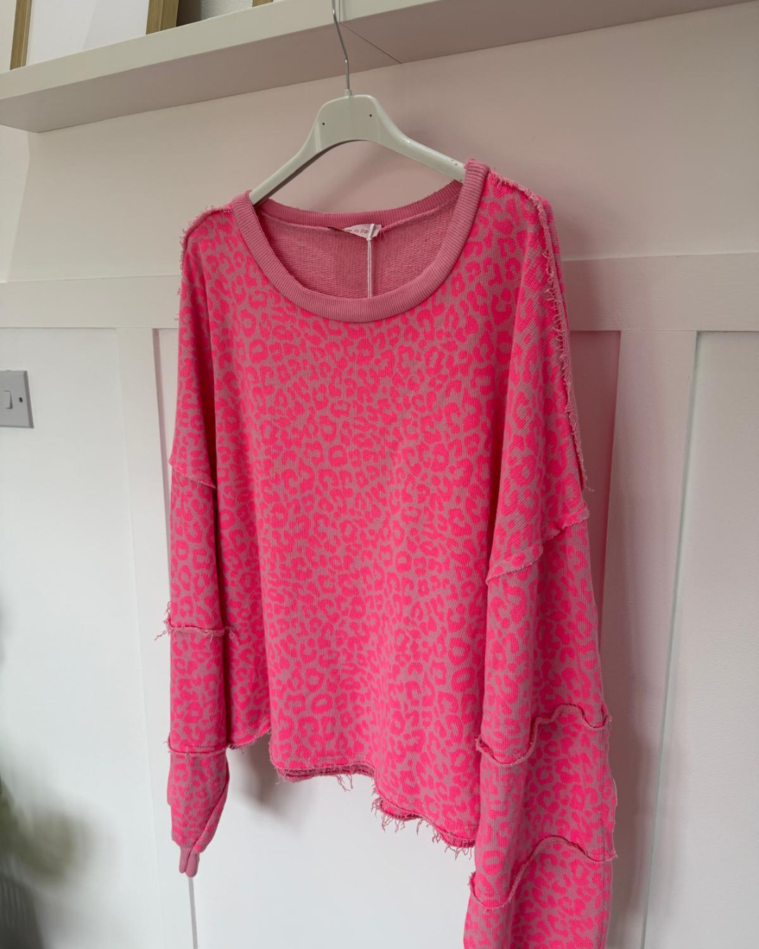 Neon Pink Leopard Oversized Sweatshirt
