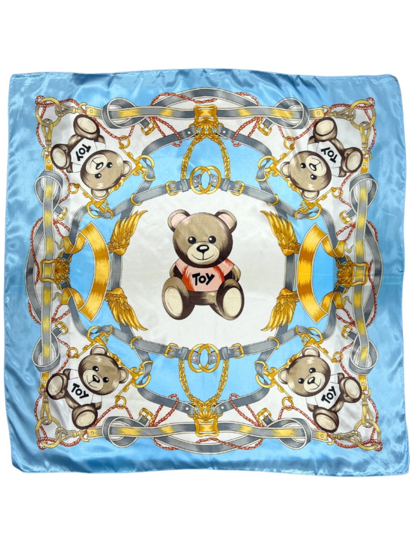 Pink Bear Pattern Silk Touch Square Scarf