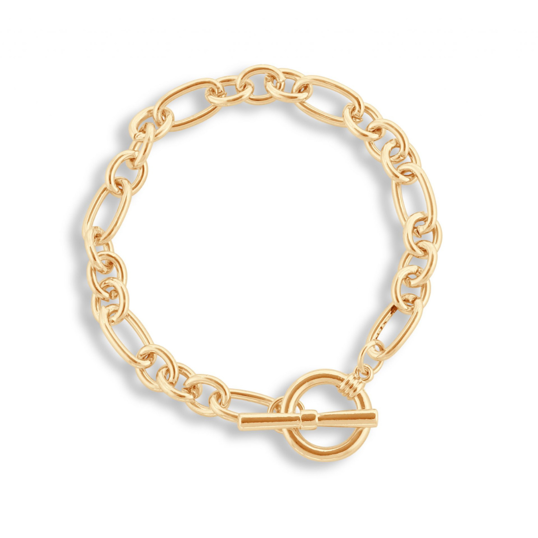 Gold Maude Curb Chain T bar Necklace