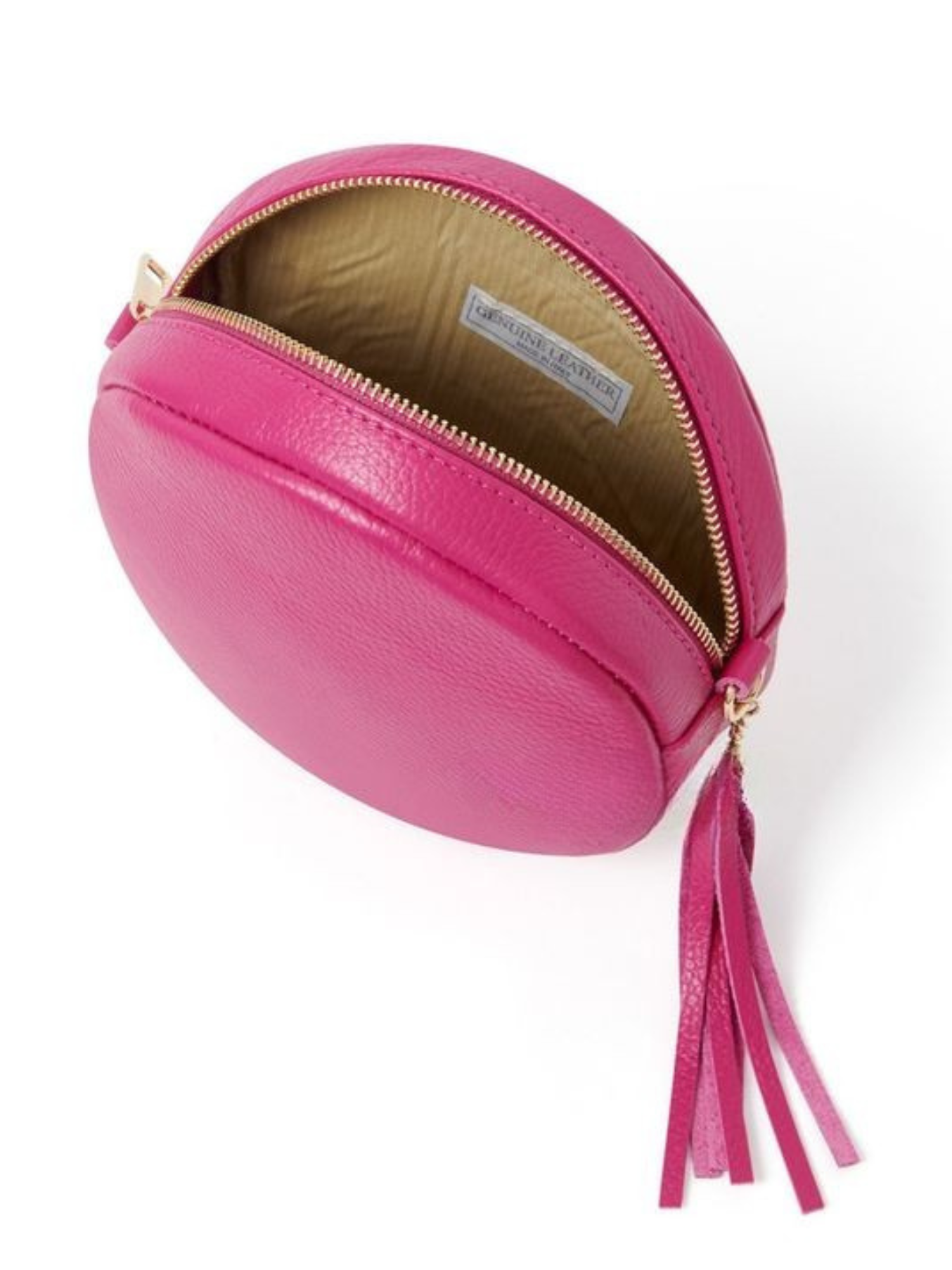 Tan Leather Circle Crossbody Bag