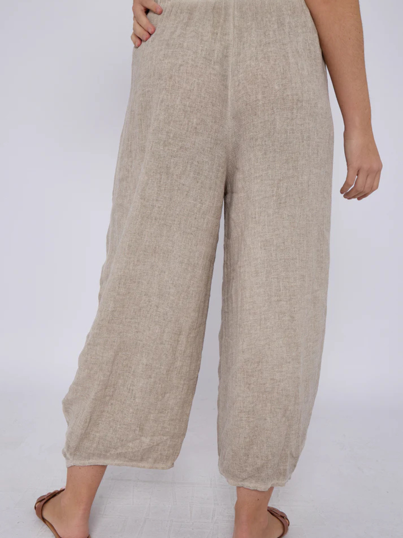 Mocha Washed Linen Barrel Pocket Trousers