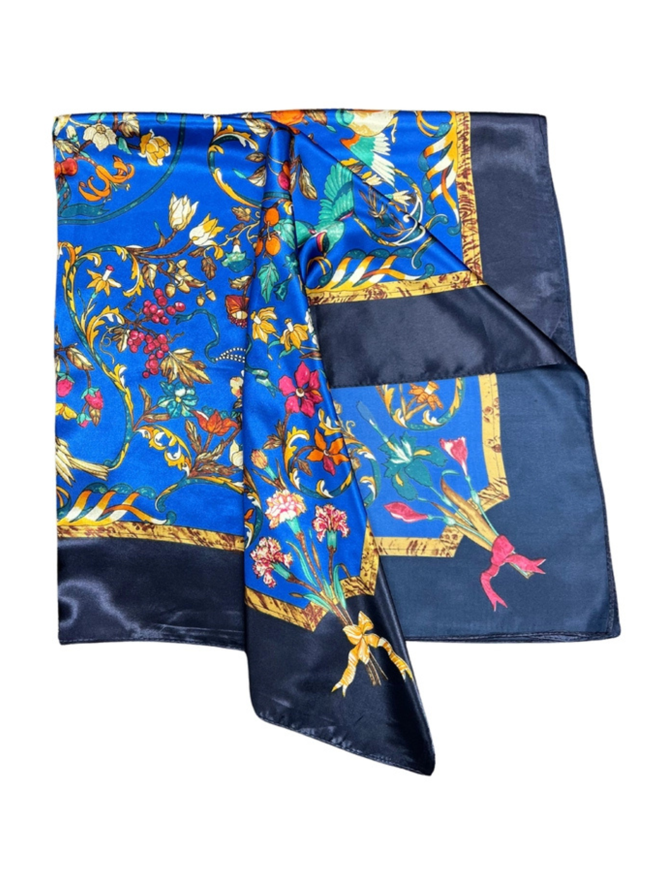 Blue Bird Pattern Silk Touch Square Scarf