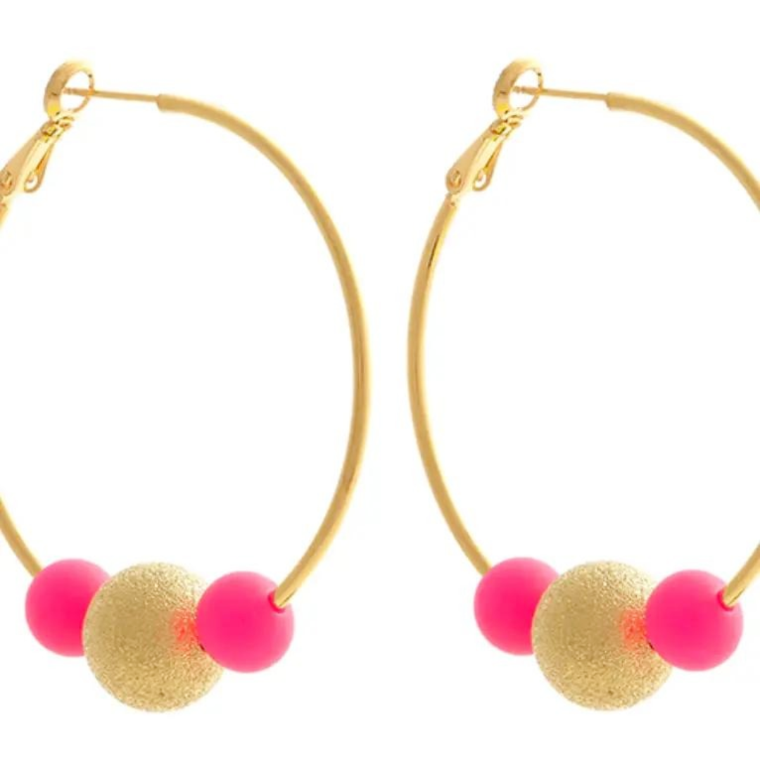 Large Pink Disco Hoopla Earrings