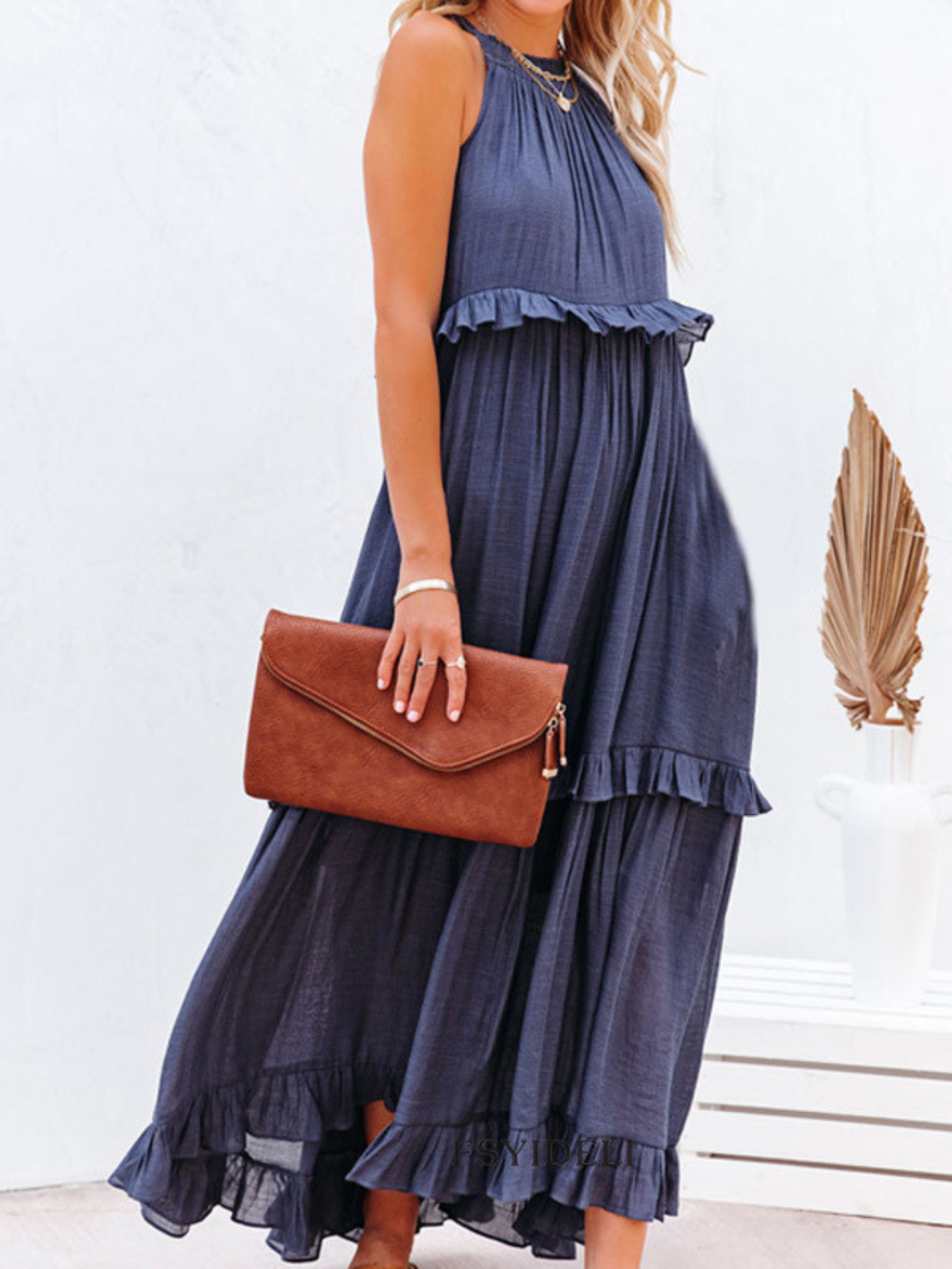 Navy Chloe Boho Maxi Dress