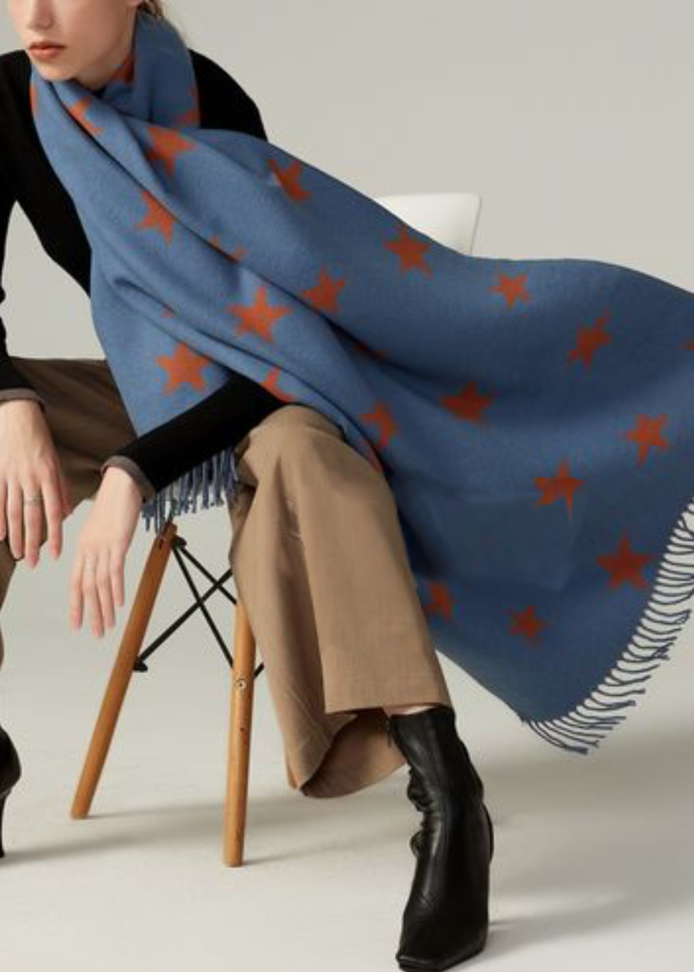 Pink/Grey Star Print Scarf