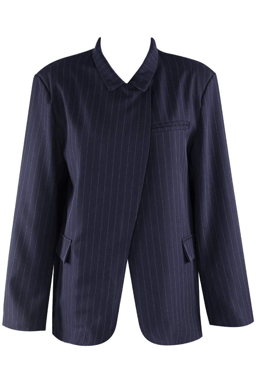 Taupe Single Button Pinstripe Blazer