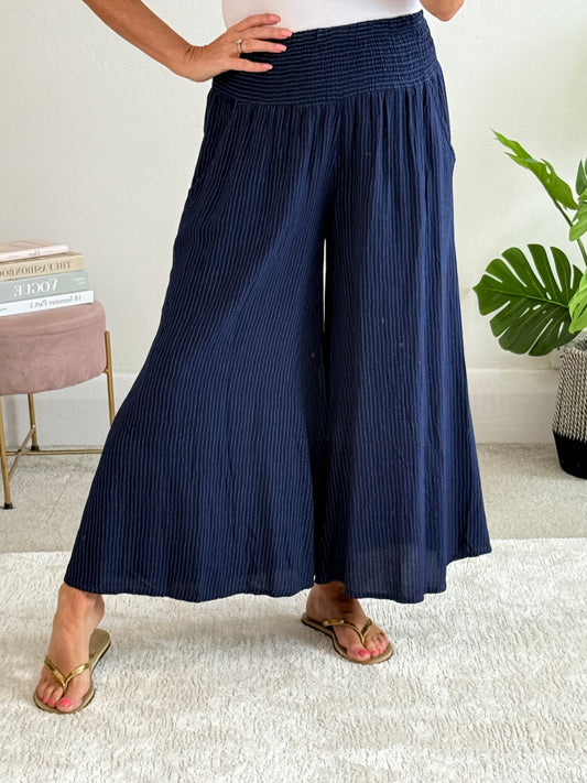 Navy Stripe Palazzo Culottes