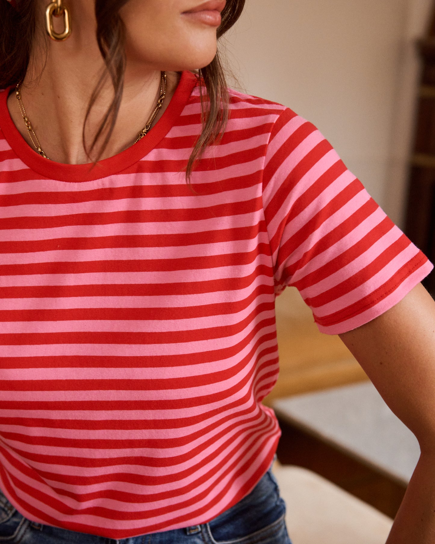 Pink/Red Stripe Classic T-Shirt