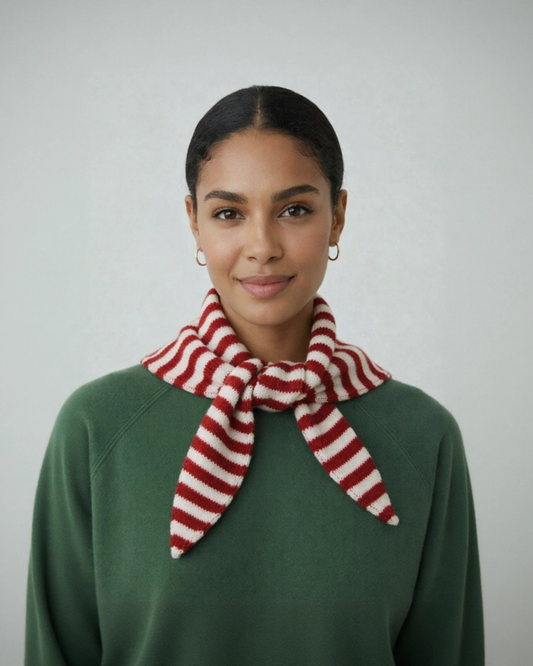 Red/Cream Striped Triangle Neck Scarf