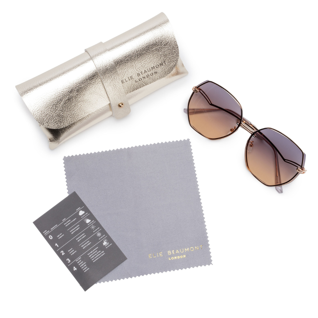SORRENTO Brown/Gold Hex Sunglasses
