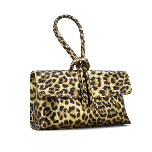 Gold Leopard Loop Clutch/Cross Body Bag