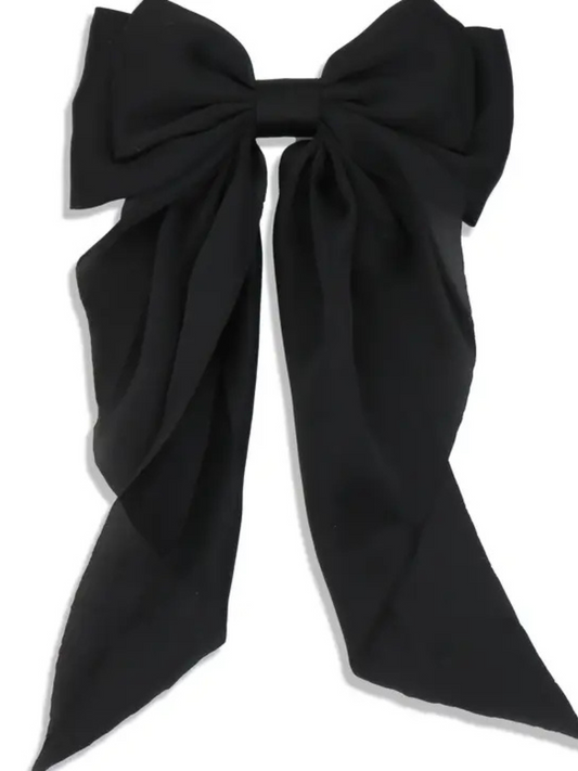 Black Satin Large Bow Clip