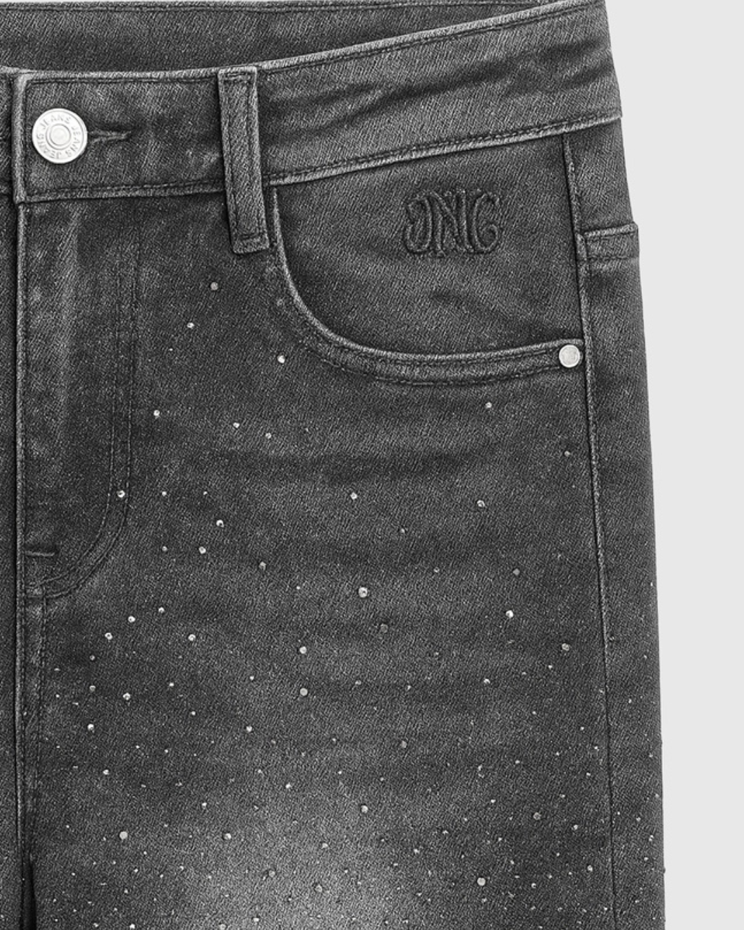 Grey Palone Glitter Barrel Leg Jeans