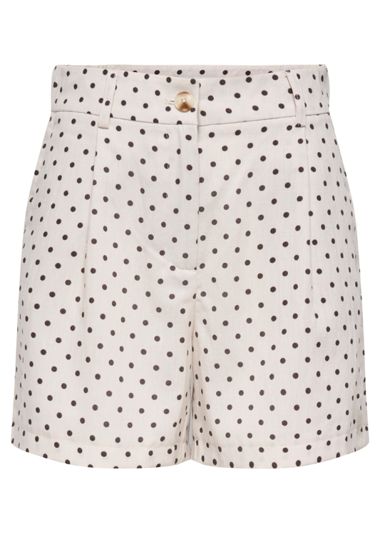 Pumice Stone/Chocolate Polka Dot Tailored Shorts