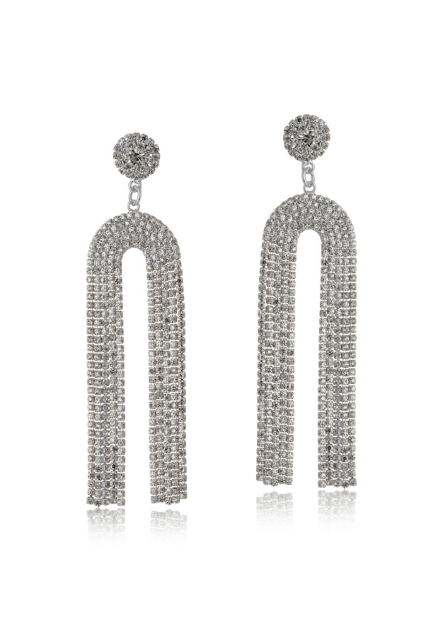 Silver Statement Fringe Halo Earrings