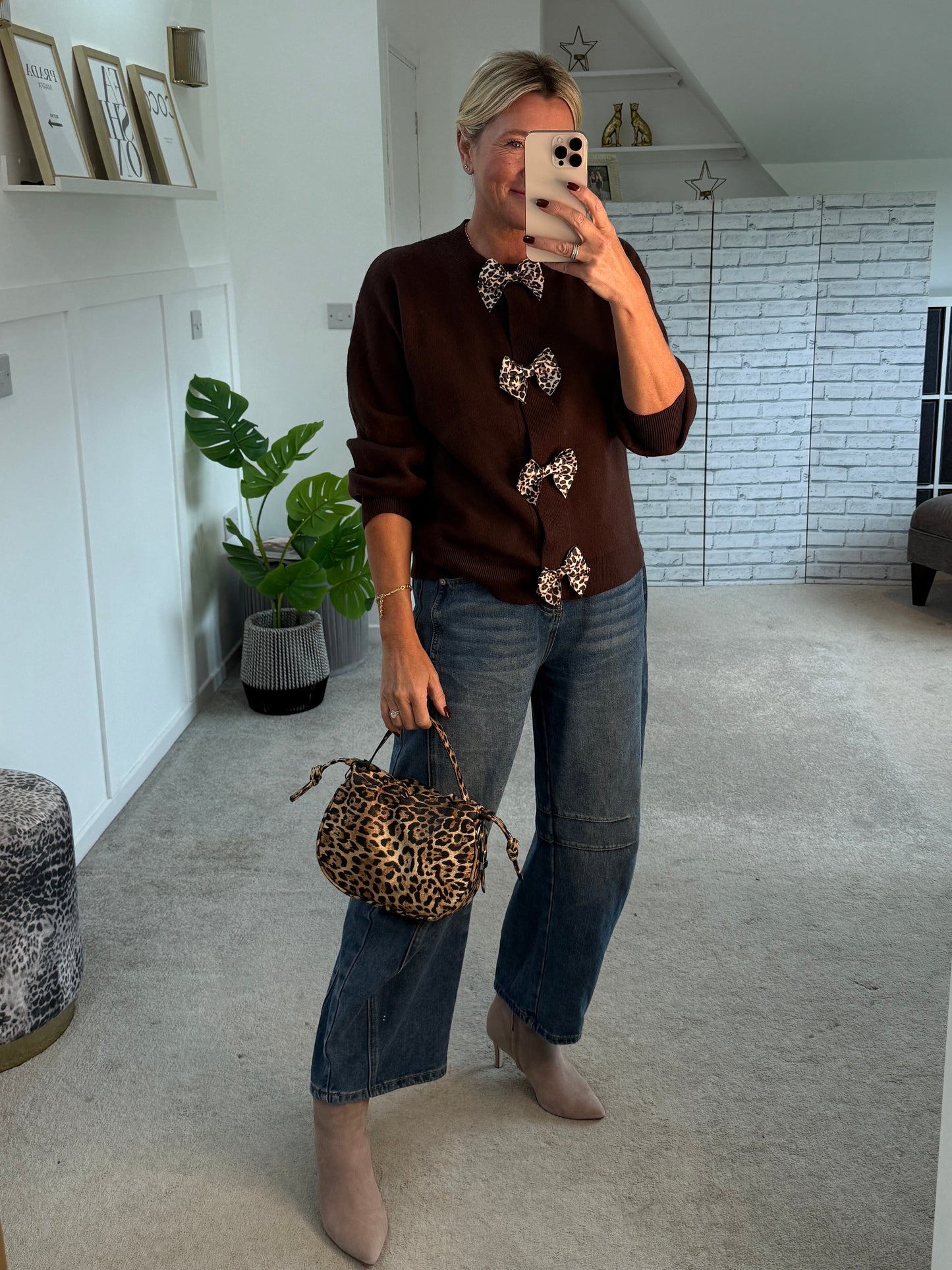 Chocolate Leopard Bow Cardigan