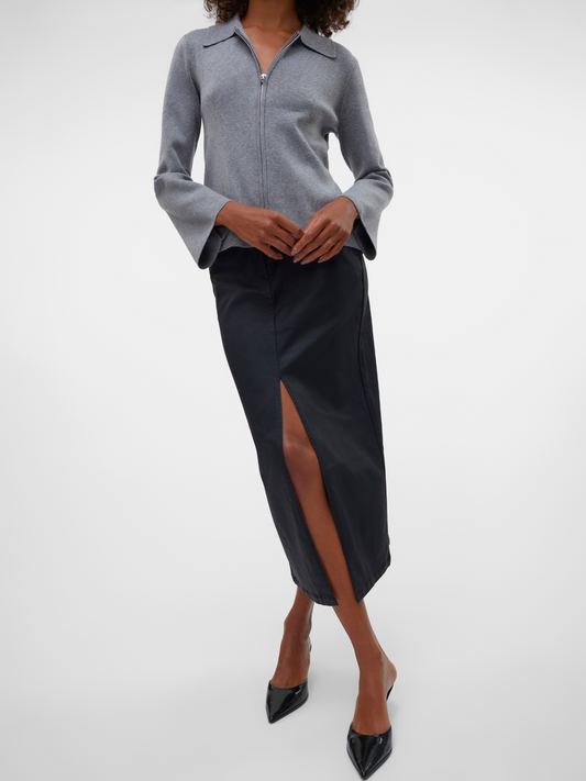 Leah Black Pleather Pencil Skirt