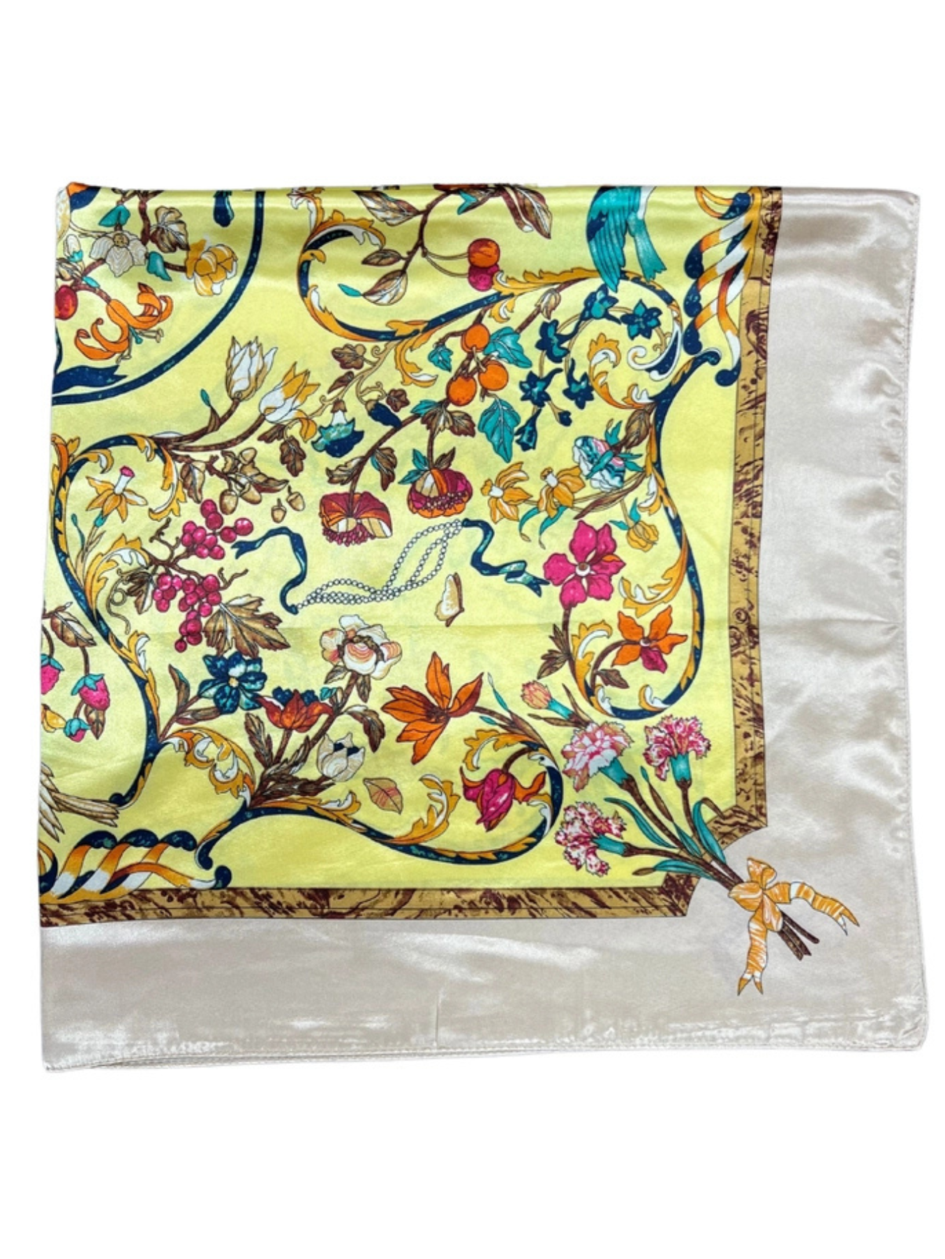 Blue Bird Pattern Silk Touch Square Scarf