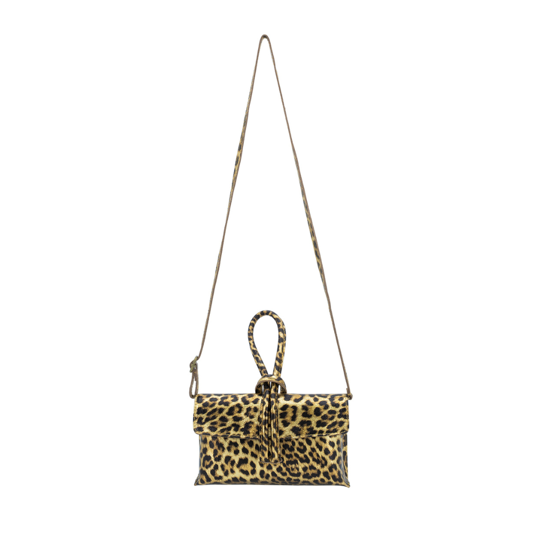 Gold Leopard Loop Clutch/Cross Body Bag
